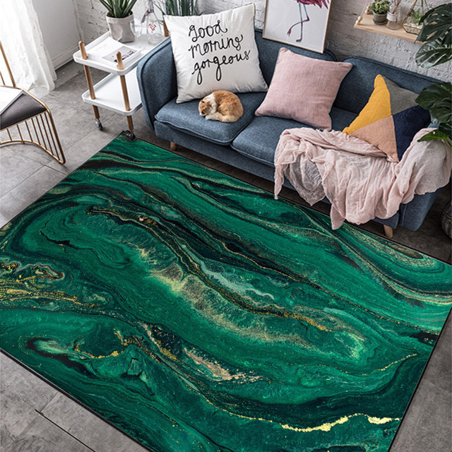 Miękki, antypoślizgowy dywan w stylu europejskim z nowoczesnym, żywym, zielonym abstrakcyjnym wzorem - Wianko - 9