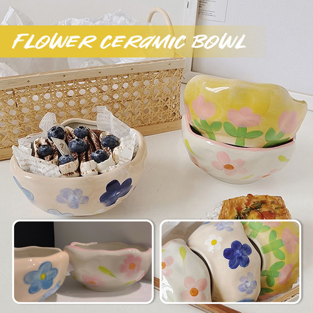Miseczka ceramiczna zastawa stołowa japońska ins stylowa - tulipan, ręcznie wykonana, nieregularna, do pieczenia, płatków, słodka salaterka, mikrofalowa - Wianko - 11