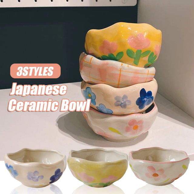 Miseczka ceramiczna zastawa stołowa japońska ins stylowa - tulipan, ręcznie wykonana, nieregularna, do pieczenia, płatków, słodka salaterka, mikrofalowa - Wianko - 9