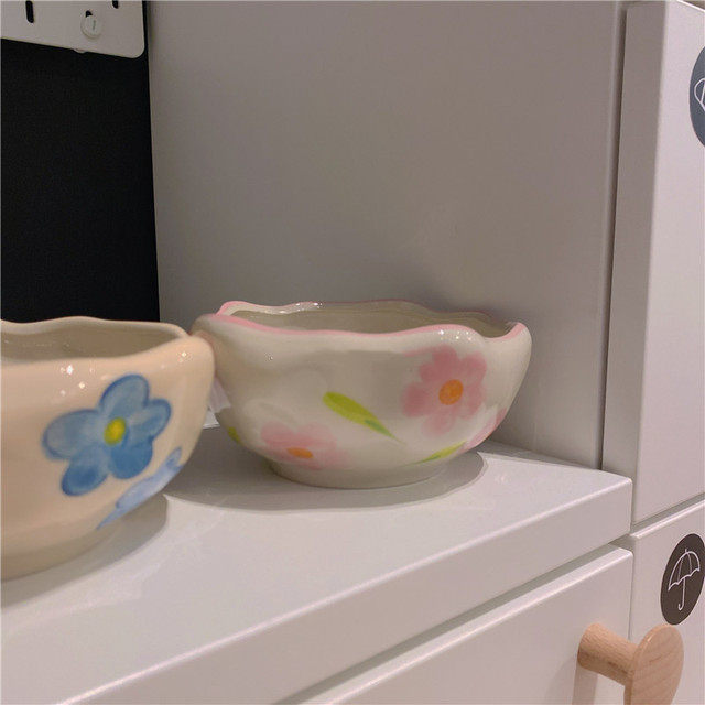 Miseczka ceramiczna zastawa stołowa japońska ins stylowa - tulipan, ręcznie wykonana, nieregularna, do pieczenia, płatków, słodka salaterka, mikrofalowa - Wianko - 5