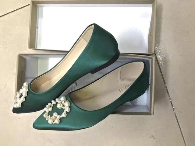Zielone buty ślubne dla kobiet - rozmiar 31-44, z perłową klamrą, smukły nosek, miękka antypoślizgowa podeszwa - Wianko - 4