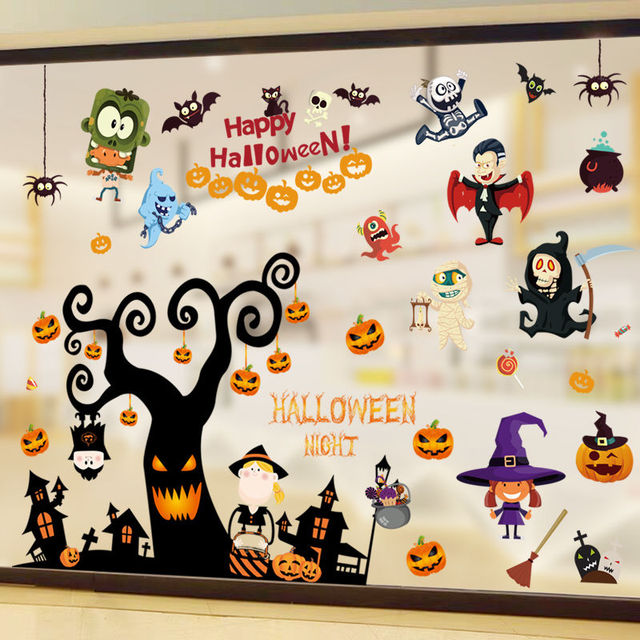 Naklejka ścienna Halloween - czarownica, dynia, drzewo - dekoracje ścienne do pokoju dziecięcego i przedszkola - Wianko - 25