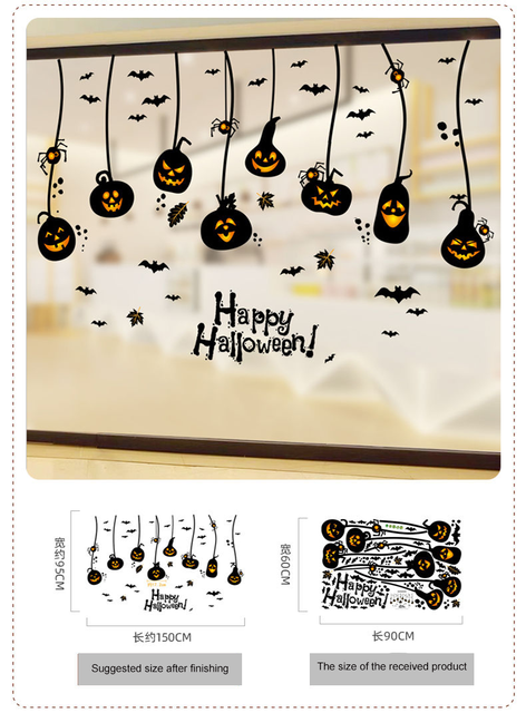 Naklejka ścienna Halloween - czarownica, dynia, drzewo - dekoracje ścienne do pokoju dziecięcego i przedszkola - Wianko - 11