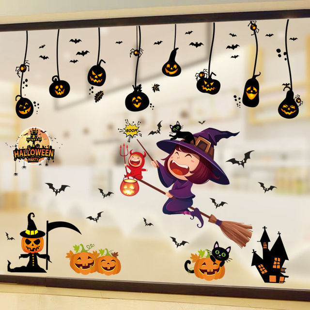 Naklejka ścienna Halloween - czarownica, dynia, drzewo - dekoracje ścienne do pokoju dziecięcego i przedszkola - Wianko - 20