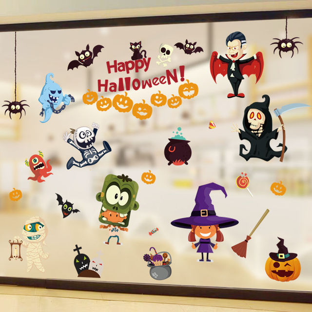 Naklejka ścienna Halloween - czarownica, dynia, drzewo - dekoracje ścienne do pokoju dziecięcego i przedszkola - Wianko - 24