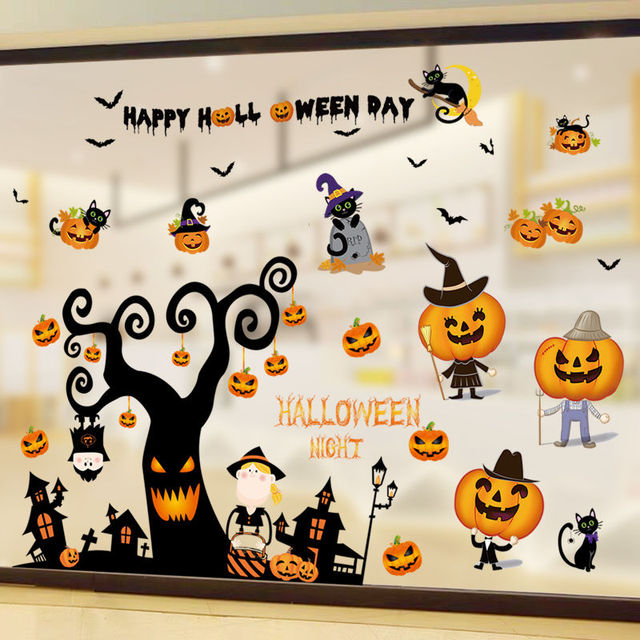 Naklejka ścienna Halloween - czarownica, dynia, drzewo - dekoracje ścienne do pokoju dziecięcego i przedszkola - Wianko - 18