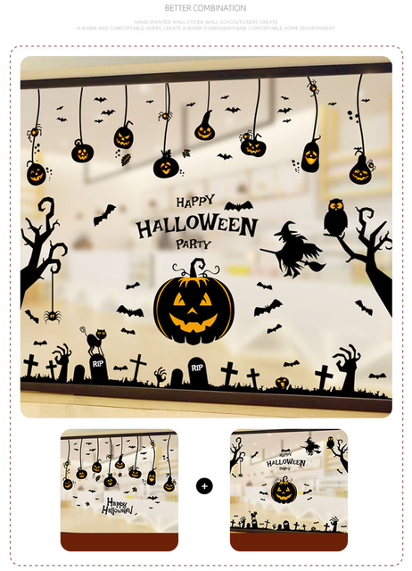 Naklejka ścienna Halloween - czarownica, dynia, drzewo - dekoracje ścienne do pokoju dziecięcego i przedszkola - Wianko - 3