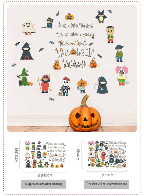 Naklejka ścienna Halloween - czarownica, dynia, drzewo - dekoracje ścienne do pokoju dziecięcego i przedszkola - Wianko - 6