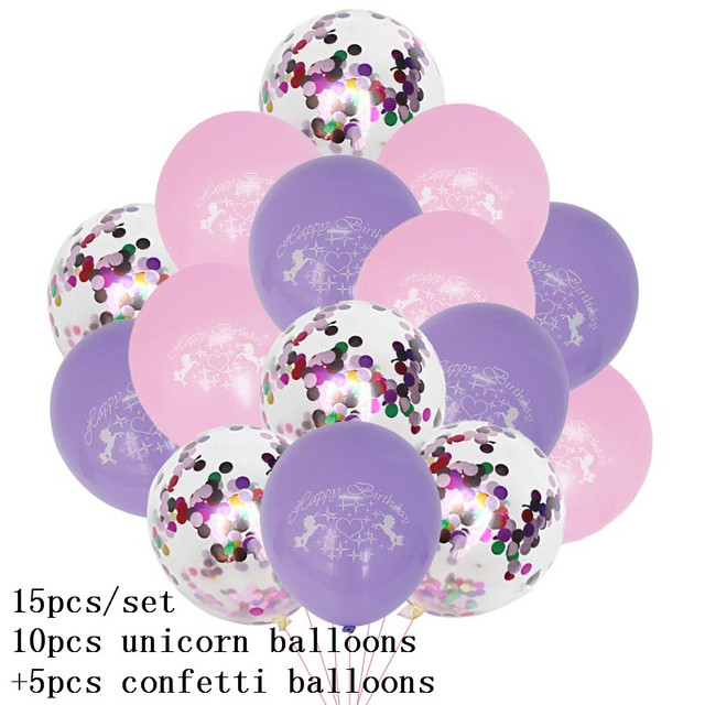 15 sztuk lateksowych balonów z jednorożcem i konfetti - dekoracje urodzinowe dla dzieci - Wianko - 6
