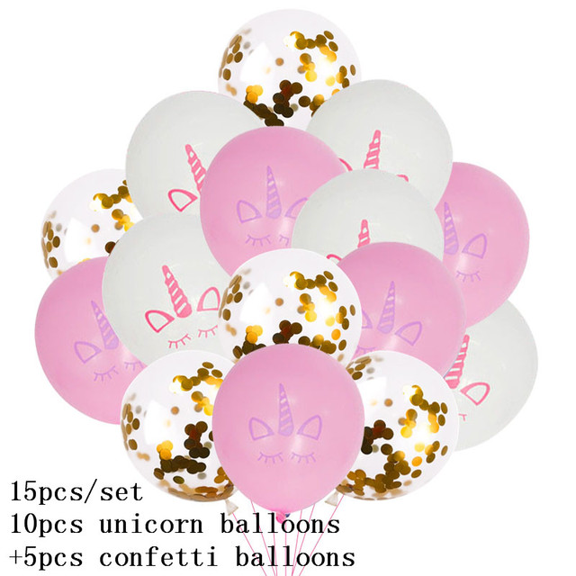 15 sztuk lateksowych balonów z jednorożcem i konfetti - dekoracje urodzinowe dla dzieci - Wianko - 4