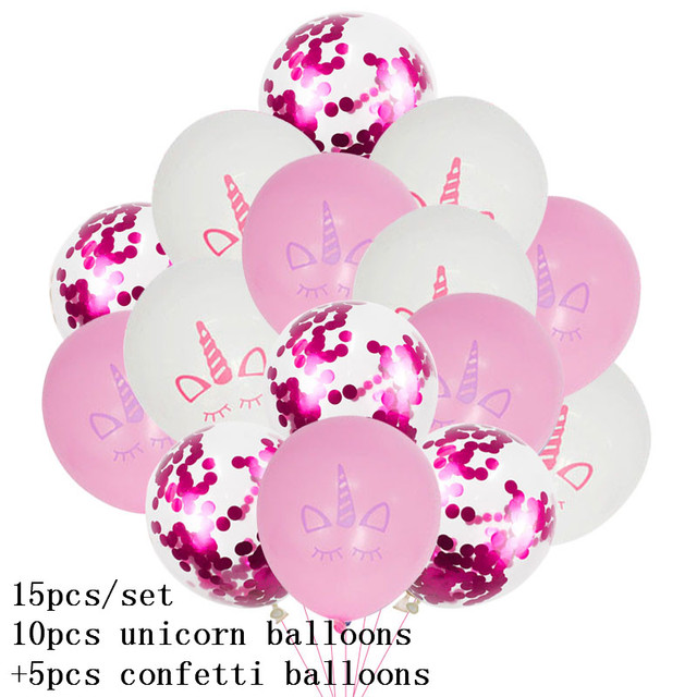 15 sztuk lateksowych balonów z jednorożcem i konfetti - dekoracje urodzinowe dla dzieci - Wianko - 5