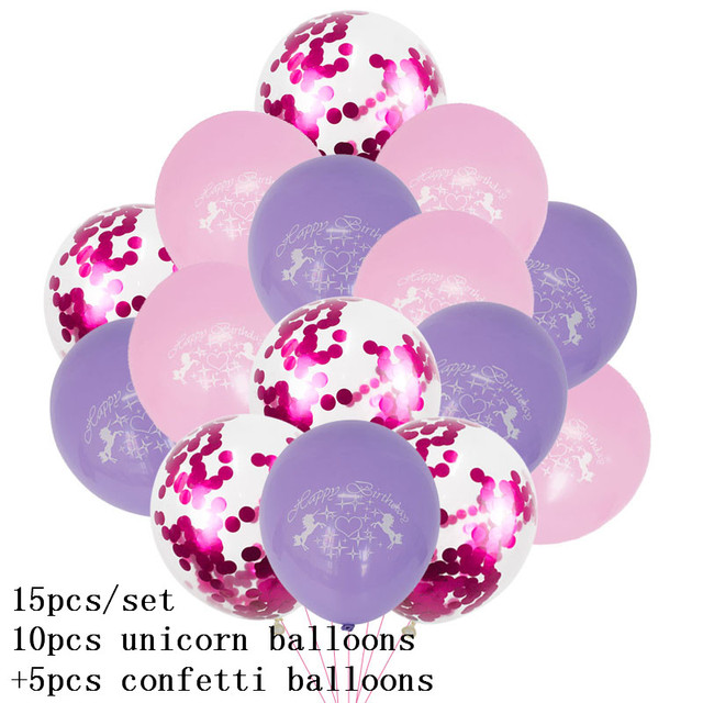 15 sztuk lateksowych balonów z jednorożcem i konfetti - dekoracje urodzinowe dla dzieci - Wianko - 7
