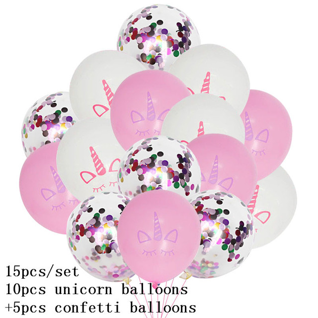 15 sztuk lateksowych balonów z jednorożcem i konfetti - dekoracje urodzinowe dla dzieci - Wianko - 3