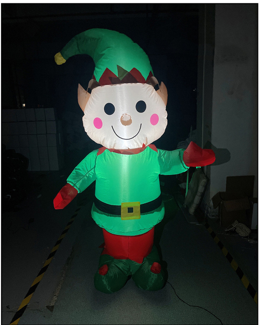 Nadmuchiwane elfy świętego Mikołaja i Bożego Narodzenia o wysokości 5 stóp z LED Light - dekoracje na dwór dla dzieci - Wianko - 2