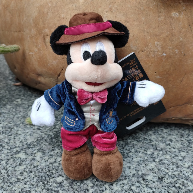 Autentyczne pluszowe zabawki lalki Disney Mickey i Minnie w stylu retro, 16cm, klucz łańcuszkowy, boże narodzenie, wysoka jakość - Wianko - 2