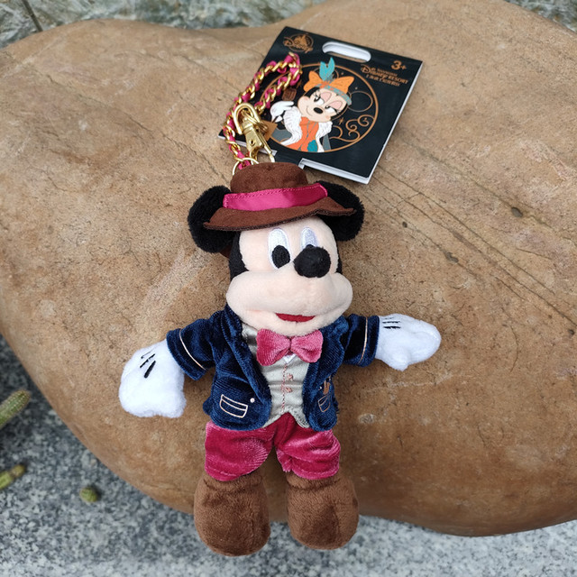 Autentyczne pluszowe zabawki lalki Disney Mickey i Minnie w stylu retro, 16cm, klucz łańcuszkowy, boże narodzenie, wysoka jakość - Wianko - 3