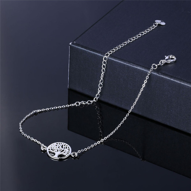 Srebrne obrączki z drzewem życia - 925 srebro, koreańska biżuteria na kostki, modne sandały, letnie akcesoria dla kobiet Tobillera - Wianko - 8