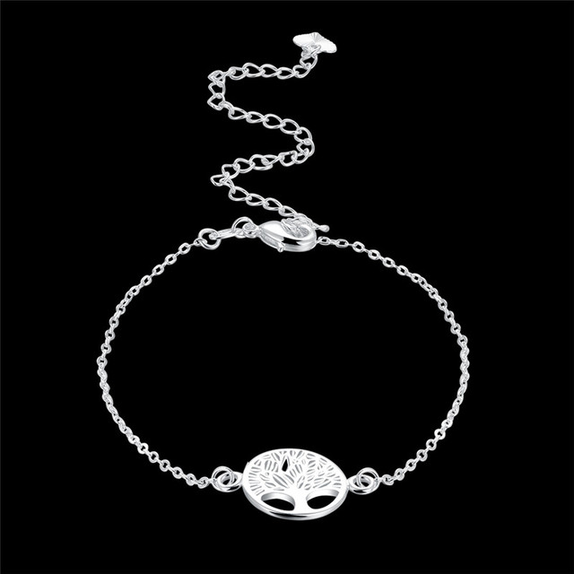 Srebrne obrączki z drzewem życia - 925 srebro, koreańska biżuteria na kostki, modne sandały, letnie akcesoria dla kobiet Tobillera - Wianko - 4