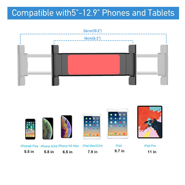 Uchwyt samochodowy na tablet do zagłówka - stojak na tylne siedzenie 5.5-11 Xiaomi iPad - Wianko - 5