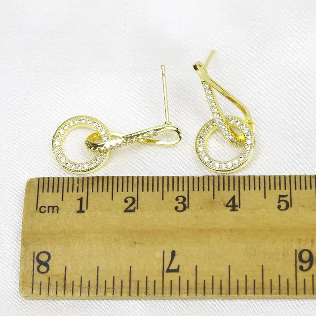 Kolczyki wiszące geometryczne 18k pozłacane cyrkon 10 par biżuteria dla kobiet - Wianko - 5