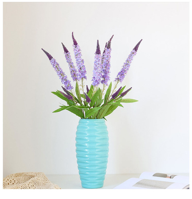 Fioletowe sztuczne kwiaty lawendowego koloru z jedwabiu o długości 76cm do dekoracji wnętrz i ślubnego tła - Wianko - 9