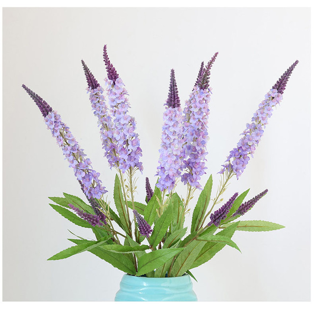 Fioletowe sztuczne kwiaty lawendowego koloru z jedwabiu o długości 76cm do dekoracji wnętrz i ślubnego tła - Wianko - 3