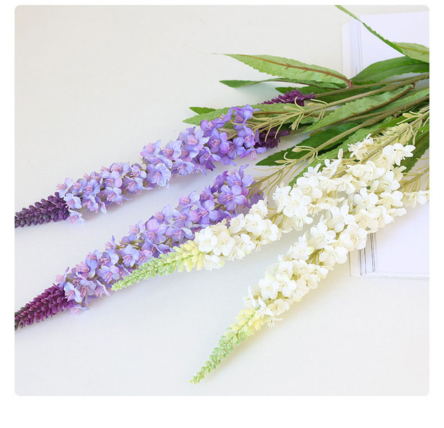 Fioletowe sztuczne kwiaty lawendowego koloru z jedwabiu o długości 76cm do dekoracji wnętrz i ślubnego tła - Wianko - 4