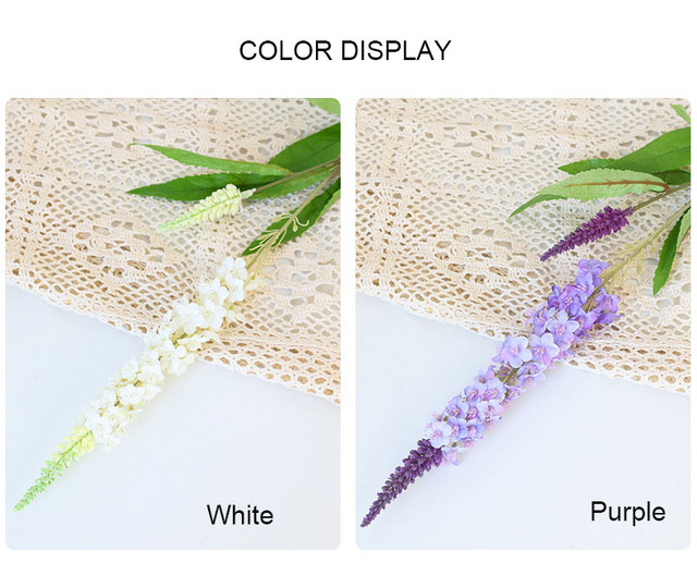 Fioletowe sztuczne kwiaty lawendowego koloru z jedwabiu o długości 76cm do dekoracji wnętrz i ślubnego tła - Wianko - 6