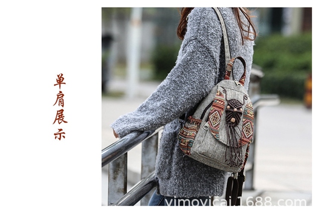 Nowy plecak etniczny w stylu chińskim, ręcznie tkany, idealny na wypoczynek i podróże - Wianko - 24