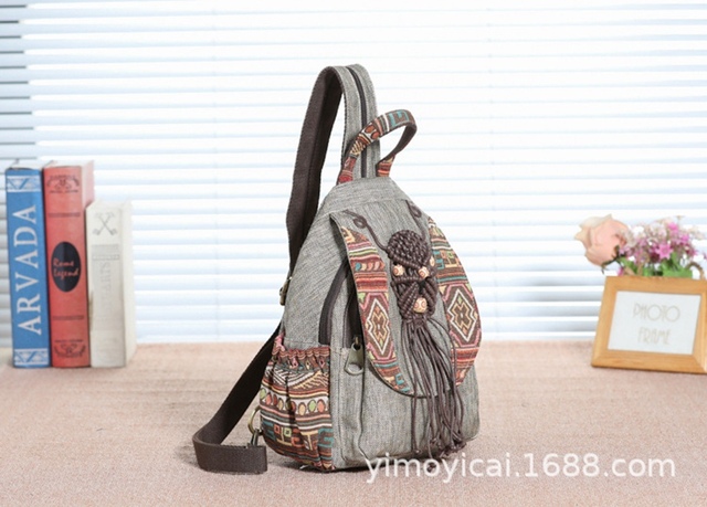 Nowy plecak etniczny w stylu chińskim, ręcznie tkany, idealny na wypoczynek i podróże - Wianko - 7