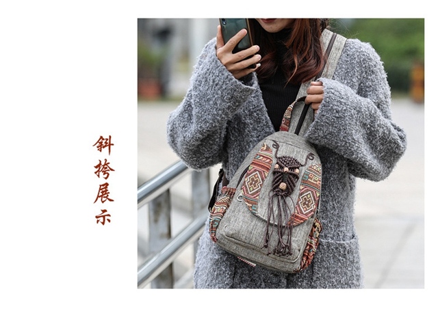 Nowy plecak etniczny w stylu chińskim, ręcznie tkany, idealny na wypoczynek i podróże - Wianko - 26