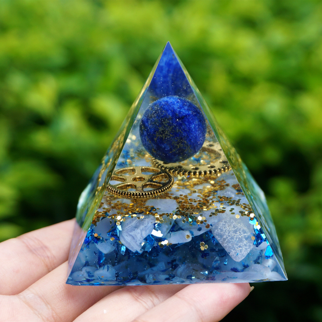 Piramida z lazurytu Crystal Sphere do uzdrawiania energią miedzi Reiki Chakra - Wianko - 2