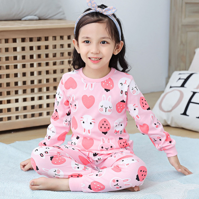Bawełniane piżamy dziecięce dla nastolatek - zestaw piżam chłopięcych i dziewczęcych zimowych piżam dziecięcych Homewear Cartoon - Wianko - 12