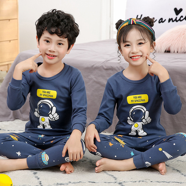 Bawełniane piżamy dziecięce dla nastolatek - zestaw piżam chłopięcych i dziewczęcych zimowych piżam dziecięcych Homewear Cartoon - Wianko - 10