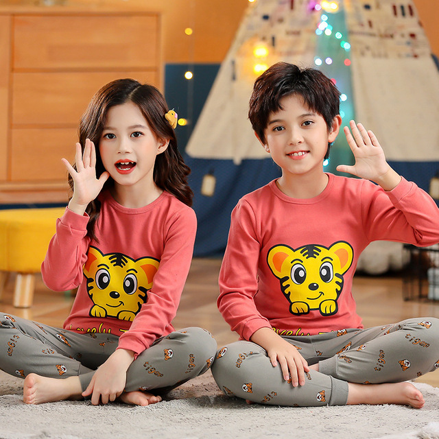 Bawełniane piżamy dziecięce dla nastolatek - zestaw piżam chłopięcych i dziewczęcych zimowych piżam dziecięcych Homewear Cartoon - Wianko - 6