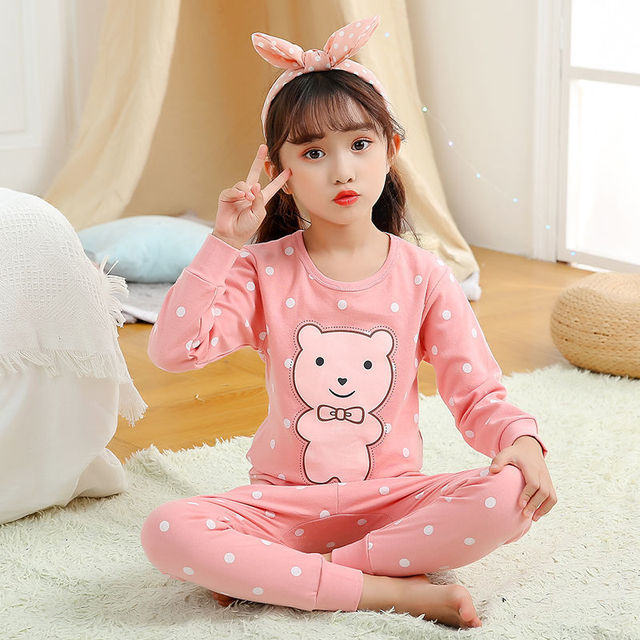 Bawełniane piżamy dziecięce dla nastolatek - zestaw piżam chłopięcych i dziewczęcych zimowych piżam dziecięcych Homewear Cartoon - Wianko - 11
