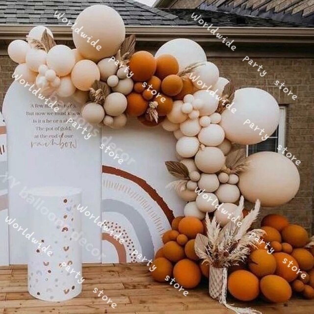 DIY zestaw Balonów Garland Arch Retro jesienne kolory Noworoczne dekoracje ścienne na wesele - Wianko - 2