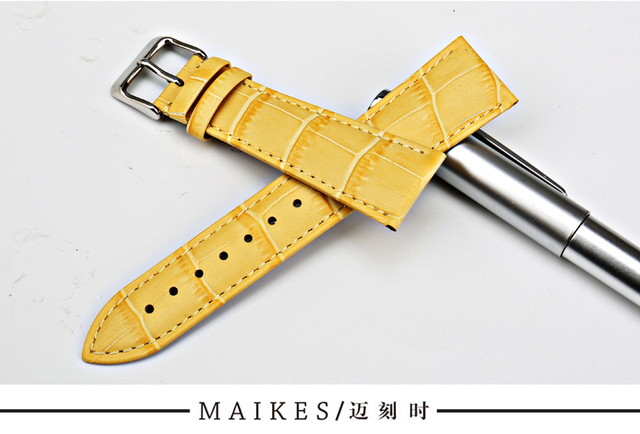 Pasek do zegarka MAIKES z żółtej skóry naturalnej z wzorkiem aligatorem dla Daniel Wellington - Wianko - 33