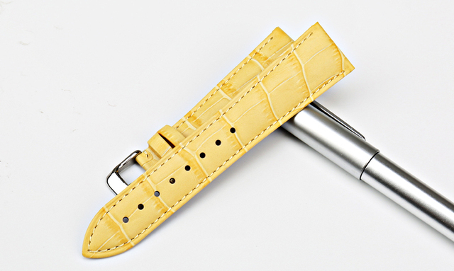 Pasek do zegarka MAIKES z żółtej skóry naturalnej z wzorkiem aligatorem dla Daniel Wellington - Wianko - 31
