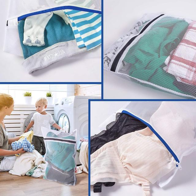 Worki na pranie z poliestru - białe, grube, siatkowe torby na pranie w rozmiarze S - Wianko - 15