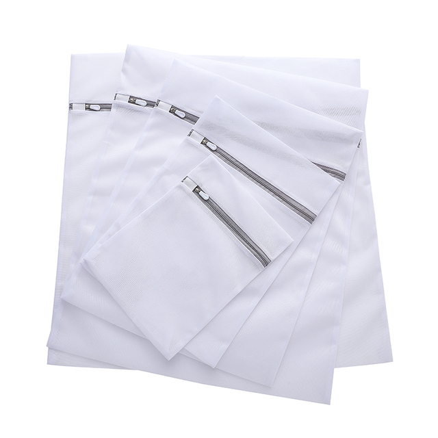 Worki na pranie z poliestru - białe, grube, siatkowe torby na pranie w rozmiarze S - Wianko - 1