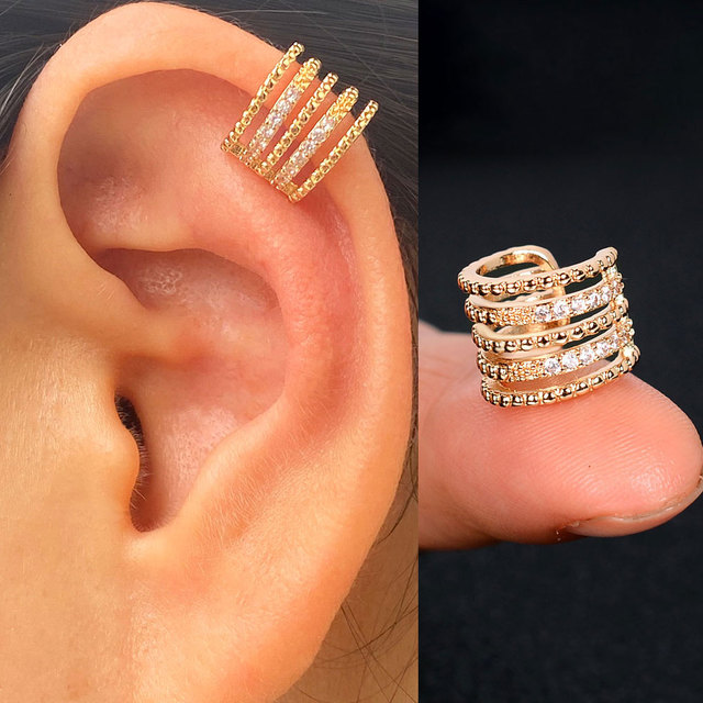 Nausznice Ear Cuff bez Piercing z cyrkoniami - kształt klips do ucha z geometrycznym krzyżem - biżuteria dla kobiet i dziewcząt - Wianko - 16