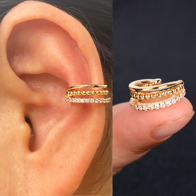 Nausznice Ear Cuff bez Piercing z cyrkoniami - kształt klips do ucha z geometrycznym krzyżem - biżuteria dla kobiet i dziewcząt - Wianko - 14