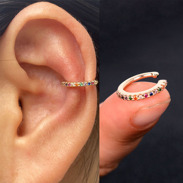 Nausznice Ear Cuff bez Piercing z cyrkoniami - kształt klips do ucha z geometrycznym krzyżem - biżuteria dla kobiet i dziewcząt - Wianko - 4