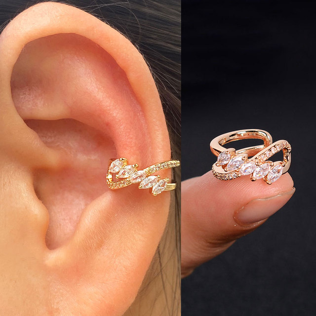 Nausznice Ear Cuff bez Piercing z cyrkoniami - kształt klips do ucha z geometrycznym krzyżem - biżuteria dla kobiet i dziewcząt - Wianko - 20