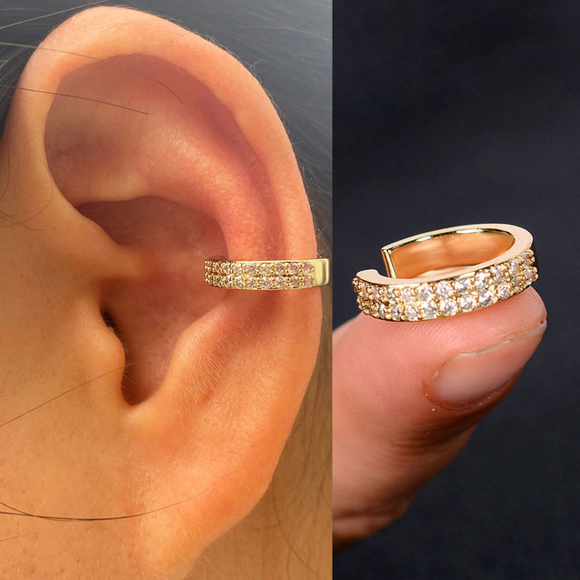 Nausznice Ear Cuff bez Piercing z cyrkoniami - kształt klips do ucha z geometrycznym krzyżem - biżuteria dla kobiet i dziewcząt - Wianko - 6