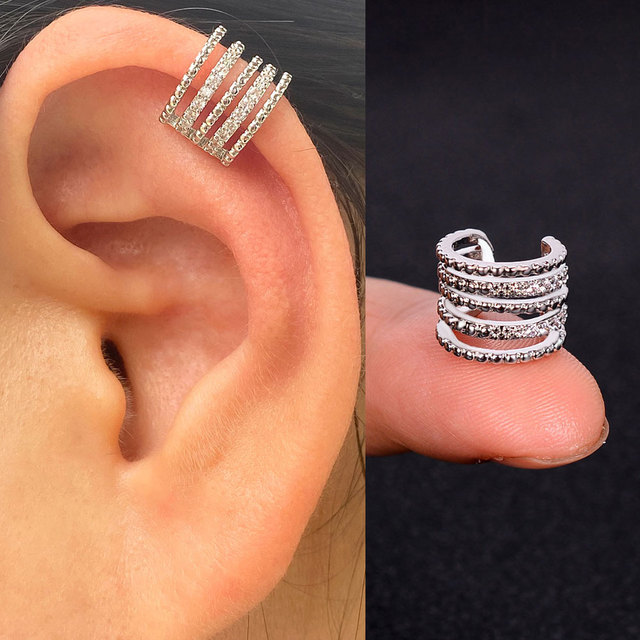 Nausznice Ear Cuff bez Piercing z cyrkoniami - kształt klips do ucha z geometrycznym krzyżem - biżuteria dla kobiet i dziewcząt - Wianko - 15