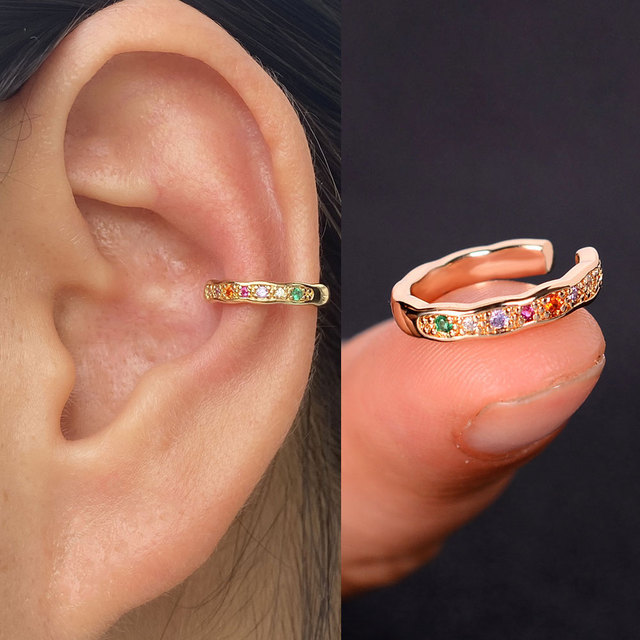 Nausznice Ear Cuff bez Piercing z cyrkoniami - kształt klips do ucha z geometrycznym krzyżem - biżuteria dla kobiet i dziewcząt - Wianko - 2