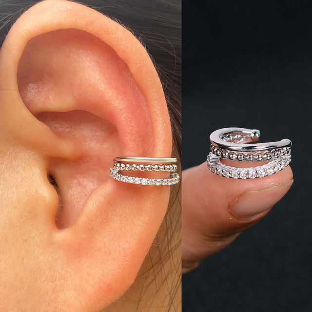 Nausznice Ear Cuff bez Piercing z cyrkoniami - kształt klips do ucha z geometrycznym krzyżem - biżuteria dla kobiet i dziewcząt - Wianko - 13