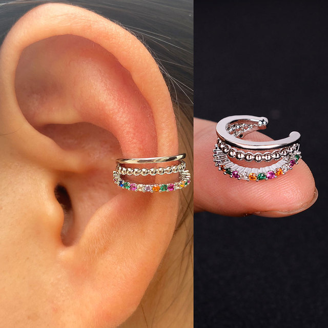 Nausznice Ear Cuff bez Piercing z cyrkoniami - kształt klips do ucha z geometrycznym krzyżem - biżuteria dla kobiet i dziewcząt - Wianko - 11